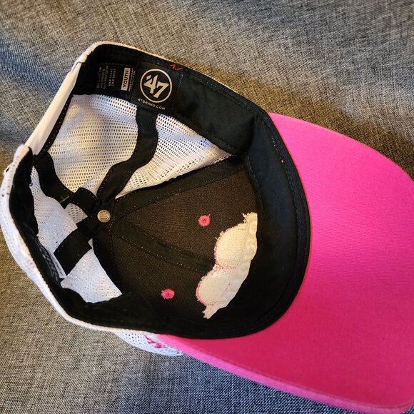 Girl's '47 Brand Pink/White Baltimore Orioles Heart Mesh Back Snapback Hat - Picture 7 of 9